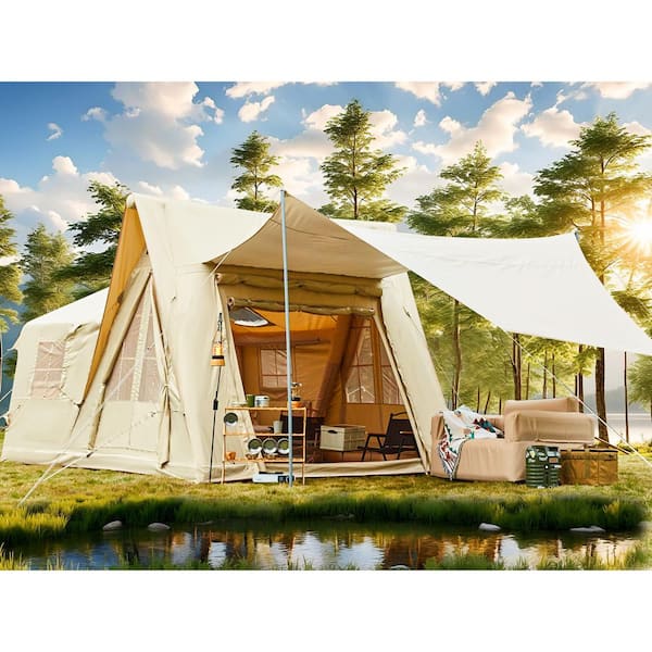 DSNAPE Upgraded 5-8 Person Inflatable Camping Tent with Stove Jack