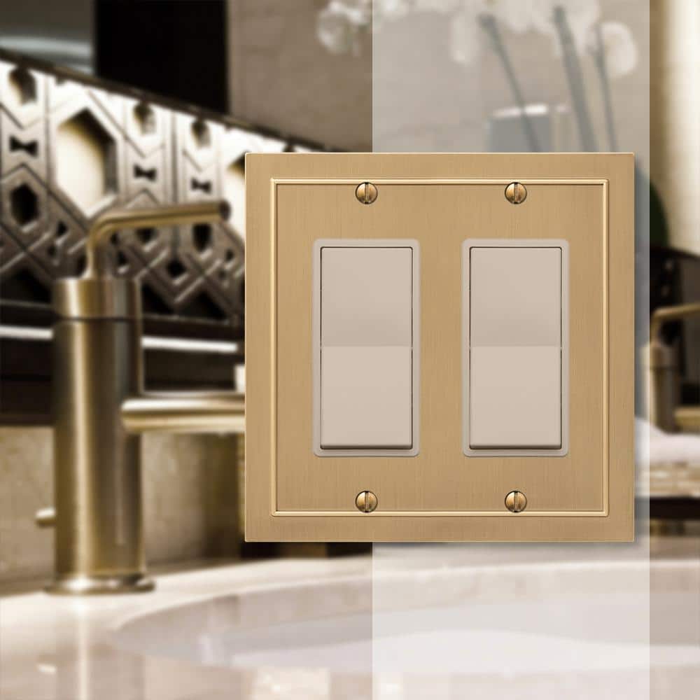Brushed Bronze Double Rocker Cast Metal Wallplate