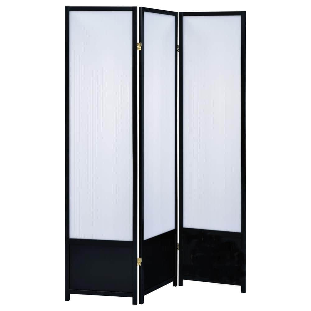 Black Transitional 3-Panel Folding Room Divider
