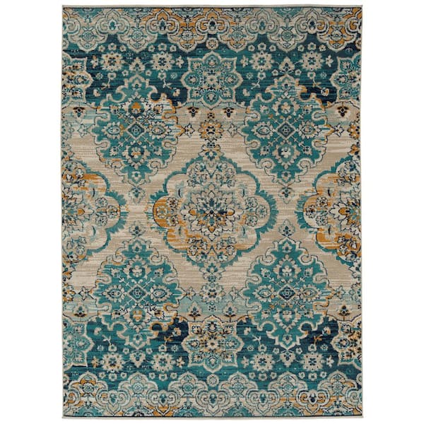 Kaleen Zuma Beach Collection Turquoise 5 ft. 3 in. x 7 ft. 3 in. Rectangle Indoor/Outdoor Area Rug