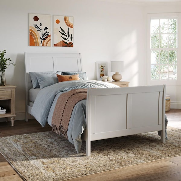 AFI Portland Twin XL Traditional Bed with Matching Foot Board in White