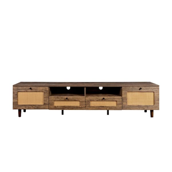 JASIWAY Oak TV Stand TV Console Fits TVs up to 80 in. with 2 Doors and 2 Open Shelves