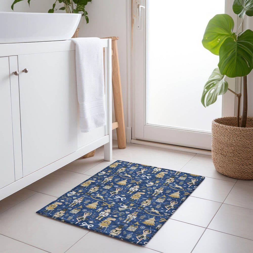 Chantille Machine Washable Indoor/Outdoor Abstract ACN1827 Navy 2 ft. x 3 ft. Accent Rug price history on PriceWatchPro