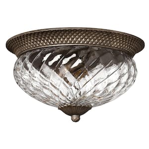 Plantation 16 in. 3-Light Pearl Bronze Flush Mount