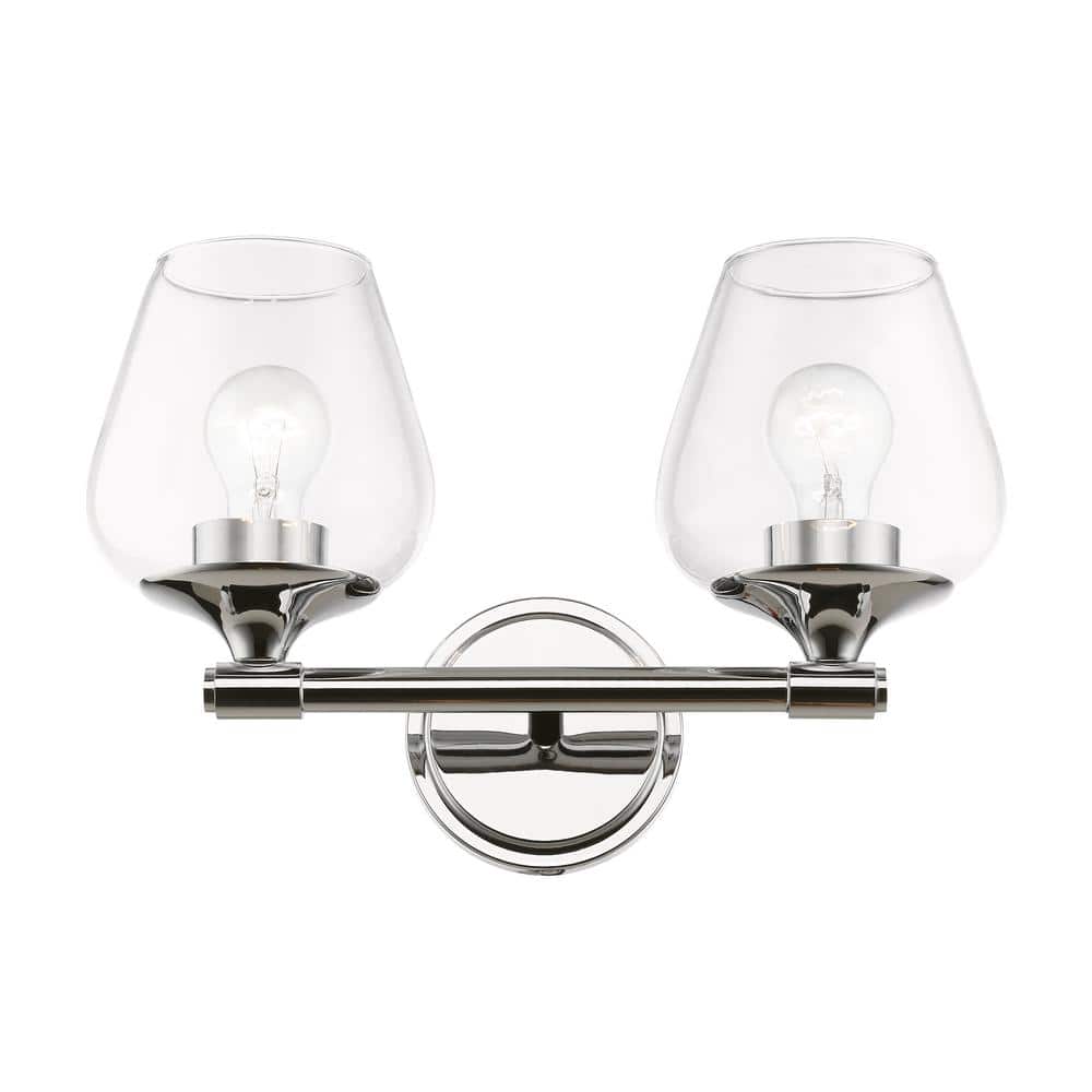 Willow Polished Chrome 2-Light Vanity Sconce with Clear Glass