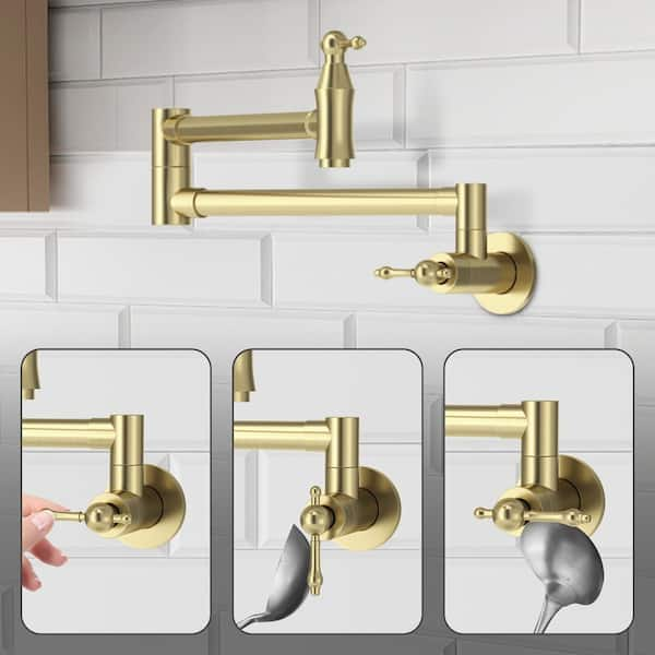 Free Ship Wall Mounted Classic Traditional Solid Brass Pot Filler