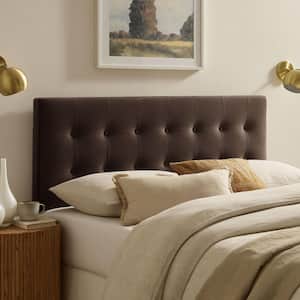 Emily Queen Size Performance Velvet Headboard in Chocolate Brown