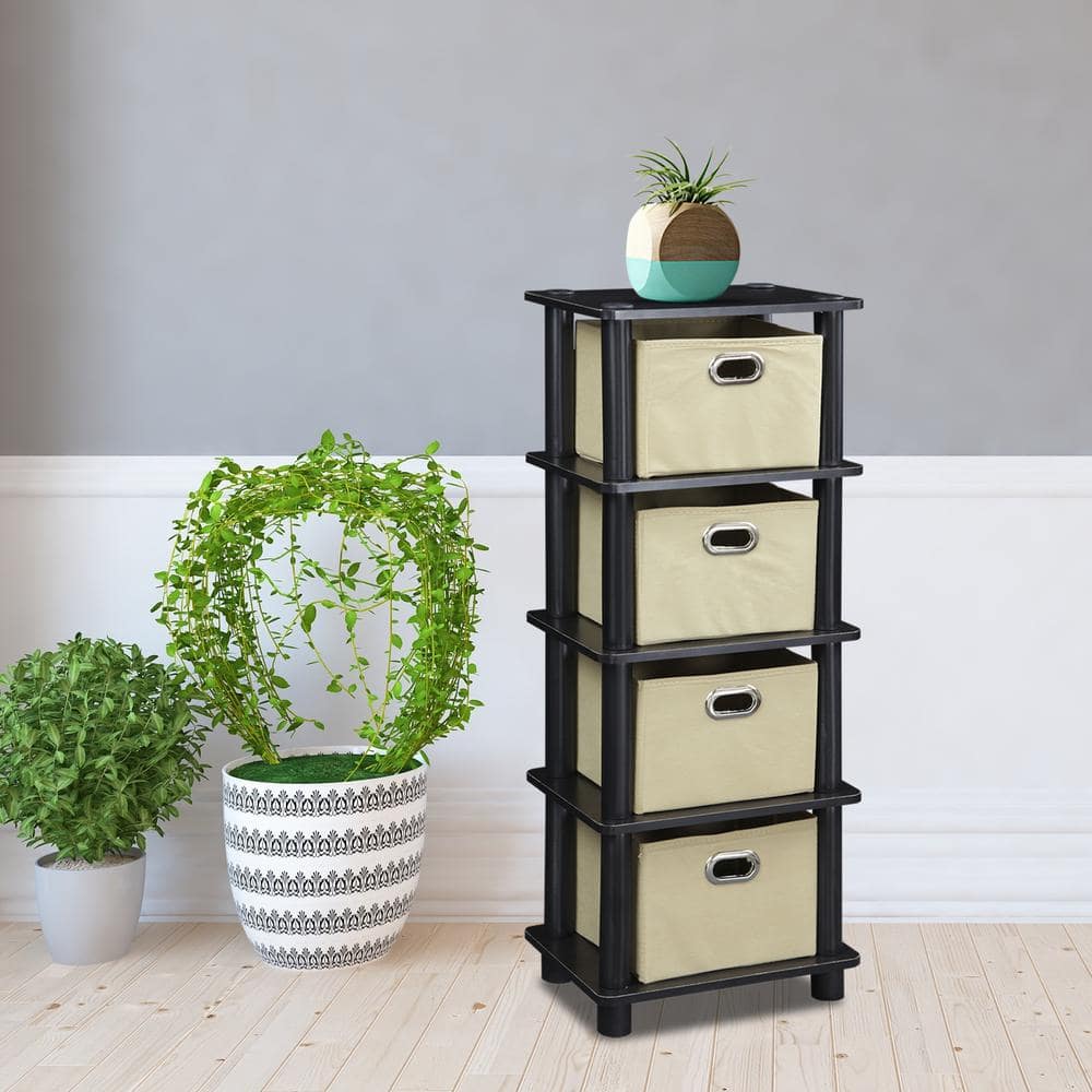 Espresso 4-Bin Wood Organizer Rack for Stylish Storage