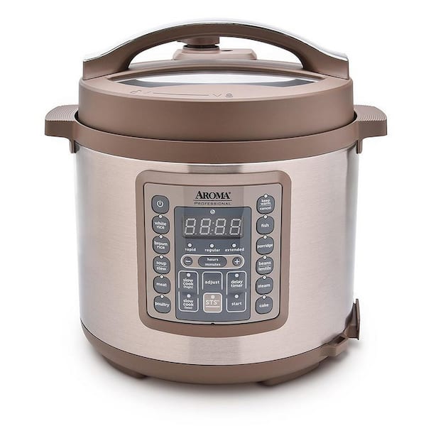 AROMA 6 qt. Brown Electric Digital Pressure Cooker 6 Quart with Non-Stick Inner Pot