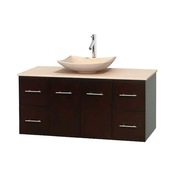 Wyndham Collection Centra 48 in. Vanity in Espresso with Marble Vanity Top in Ivory and Sink