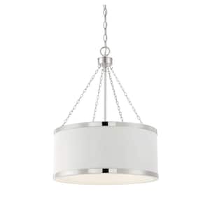 Delphi 6-Light White with Polished Nickel Accents Pendant Chandelier with Metal Shades
