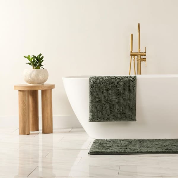 Ultra Soft 34 in. x 21 in. Sage Chenille Bath Mat