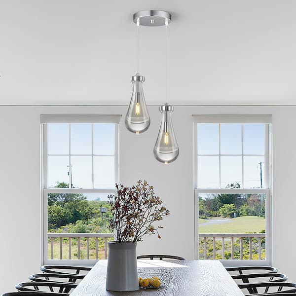 ZHLWIN Raindrop Pendant Lights Kitchen Island Teardrop Chrome