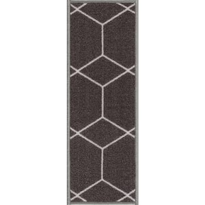 Hexagon Dark Gray 8.5 in. x 26 in. Nylon Stair Tread Cover (1 Piece)