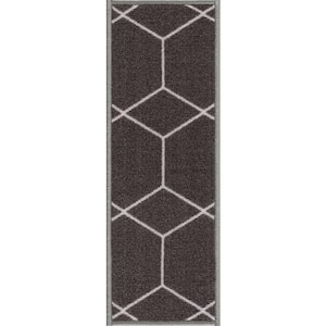 Hexagon Design Dark Gray Color 8.5 in. x 26 in. Polyamide Stair Tread Cover Set of 13