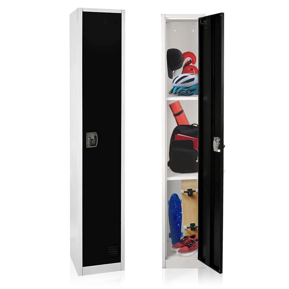 72" Black and Silver Steel Freestanding Office Lockers (Set of 2)