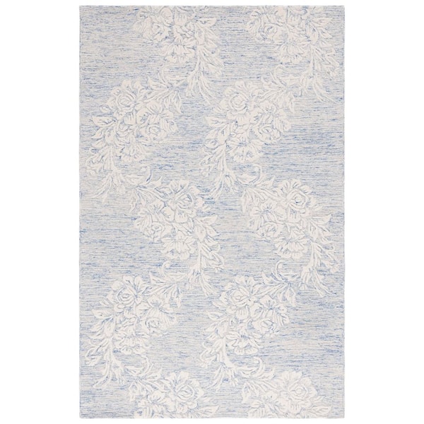 Jardin 5 ft. x 8 ft. Blue/Ivory Oversized Floral Area Rug