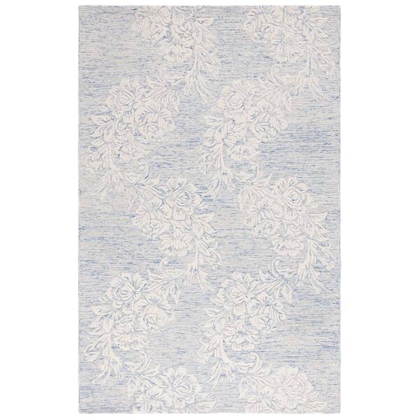 Jardin 8 ft. x 10 ft. Blue/Ivory Oversized Floral Area Rug