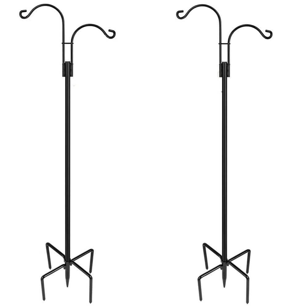 60 in black Metal Double Shepherds Hooks 2-Pack Heavy Duty Garden Pole with 5 Base Prongs price history on PriceWatchPro