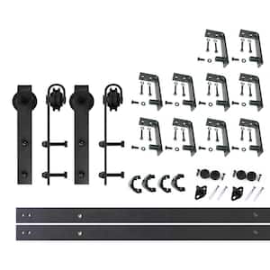 13 ft./156 in. Black Rustic Ceiling Mount Non-Bypass Sliding Barn Door Track and Hardware Kit for Double Doors