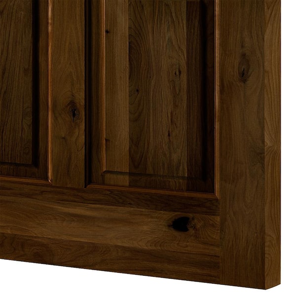 36 in. x 80 in. Left-Hand 4 Lite Clear Glass Provincial Stain Alder Wood Front Door Kit w/ Quick Assemble Jamb