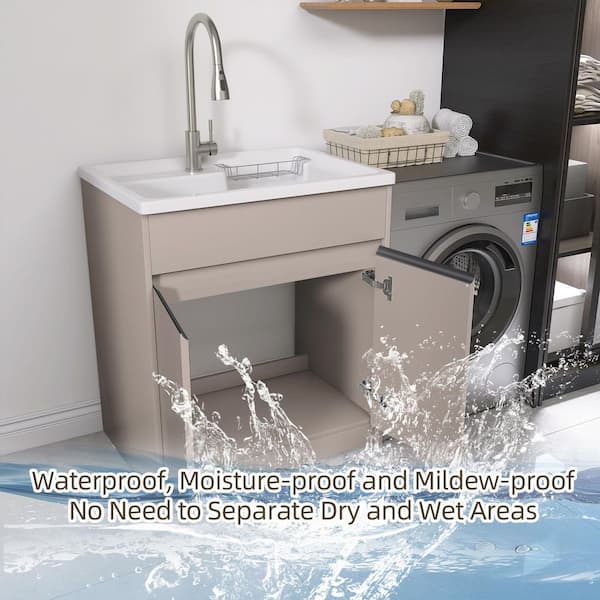 Getpro 30 in. x 22 in. x 36 in. Freestanding Laundry Sink with
