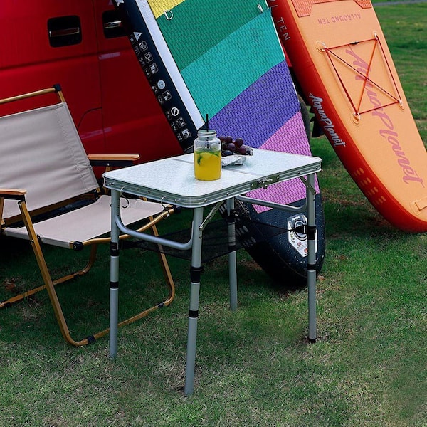 PALEO HOME LLC White Small Folding Camping Table, 2ft Portable
