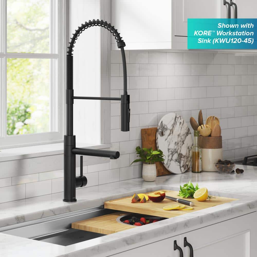 Matte Black Commercial Style Pull-Down Kitchen Faucet with Pot Filler