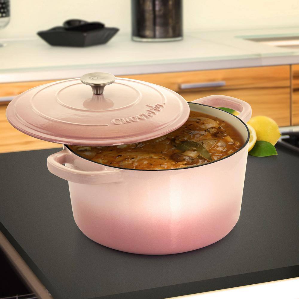 Blush Pink Enameled Cast Iron 7-Quart Dutch Oven with Lid