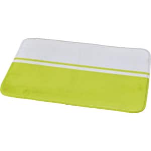 Printed Microfiber Mat Bath Rug Two-colored 30 in. L x 18 in. W White-lime green