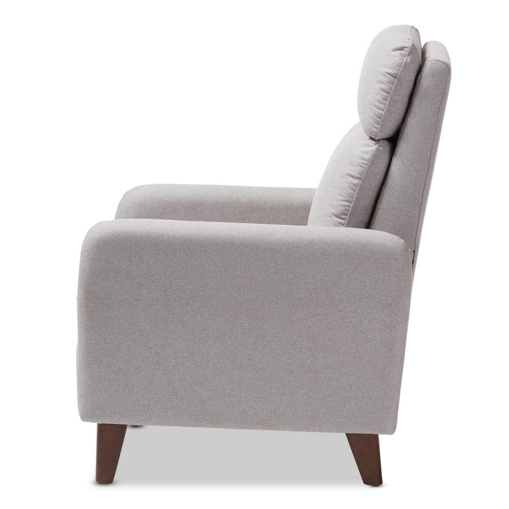 Casanova Light Gray Leather-Wood Modern Recliner Chair