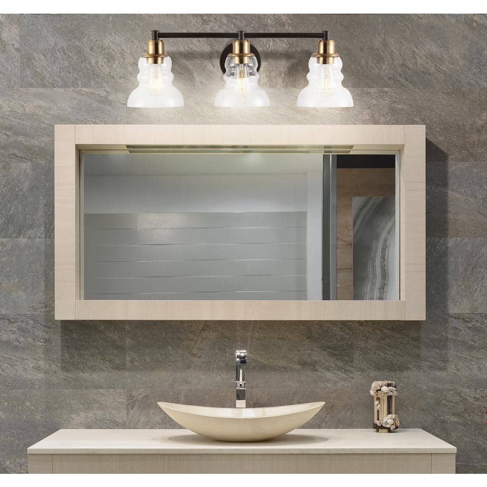 Manhattan 25.5" Brass and Bronze 3-Light Vanity Fixture