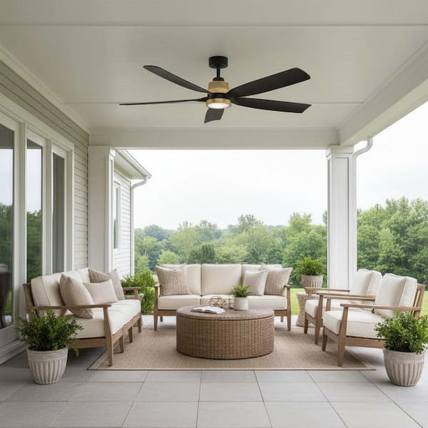 HINKLEY Bodin 64.0 in. Indoor/Outdoor Integrated LED Heritage Brass Ceiling Fan with Remote Control