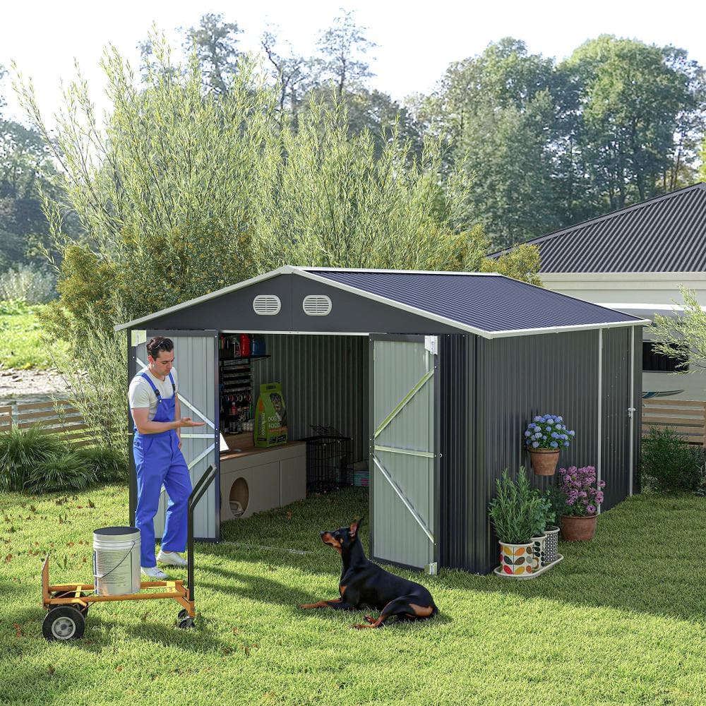 Flynama 10x12FT Campcraft Metal Storage Shed, Lockable Door for