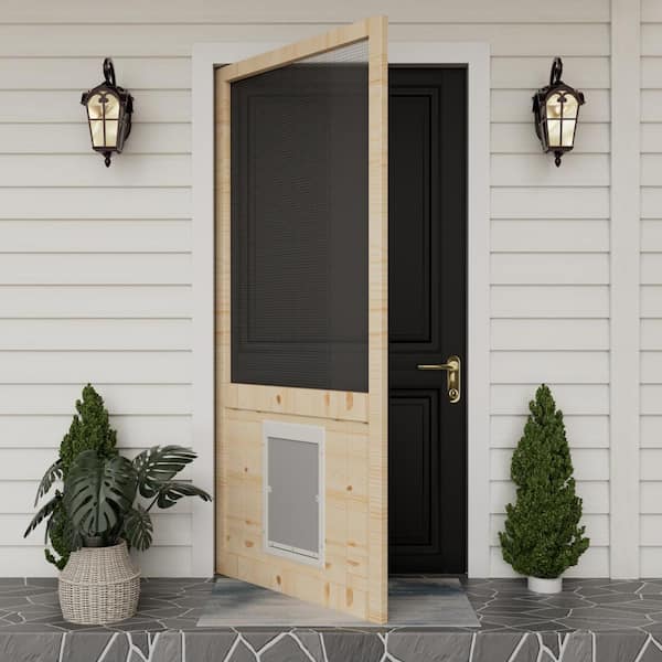 30 inch storm door with pet door hotsell