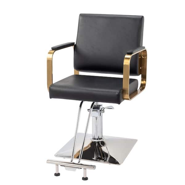 Karl home Faux Leather Seat Swivel Salon Chair in Black
