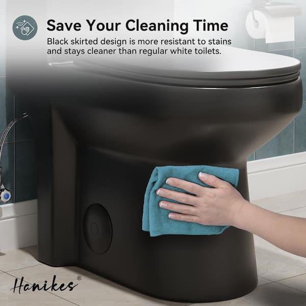 Hanikes 1-Piece 1.1/1.6 GPF Dual Flush Compact Round Toilet