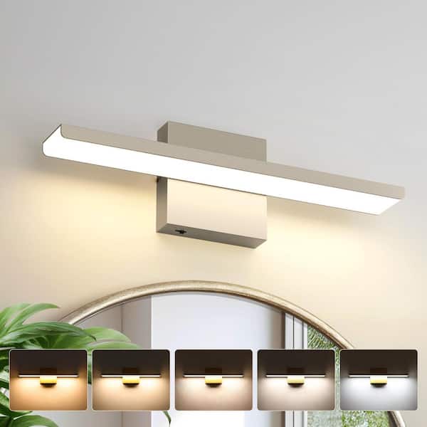 16.14 in. 1-Light Nickel LED Bathroom Vanity Light Bar with 5-CCT Adjustable Switch
