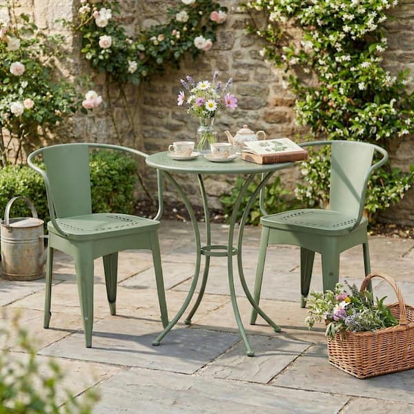 VAMOP 3-Piece Metal Patio Conversation Set with Stackable Chairs