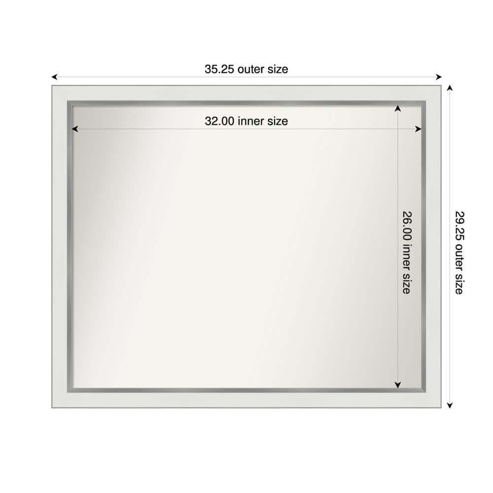 Medium Rectangle Satin White Silver Casual Mirror (29 in. H x 35 in. W) price history on PriceWatchPro