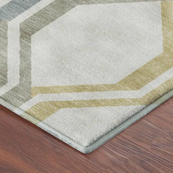 Mayfield Premium Machine Washable Abstract AMF2326 Ivory 3 ft. x 5 ft. Area Rug