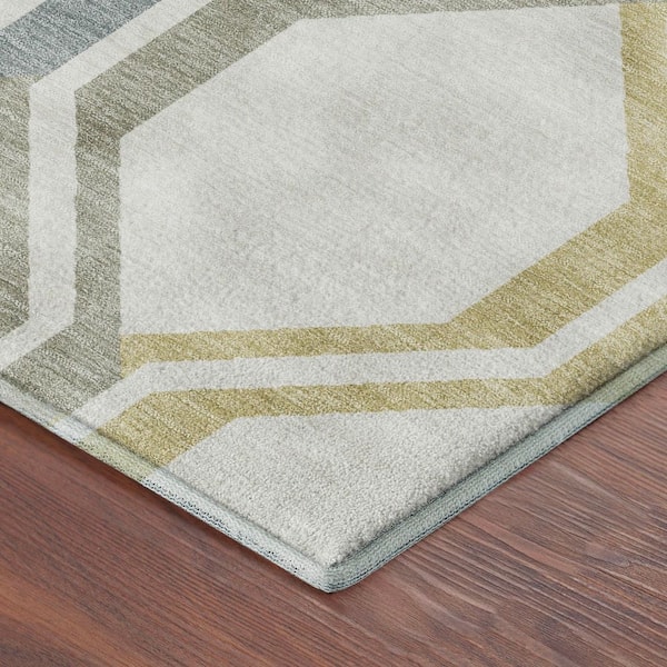 Mayfield Premium Machine Washable Abstract AMF2326 Ivory 8 ft. x 10 ft. Area Rug