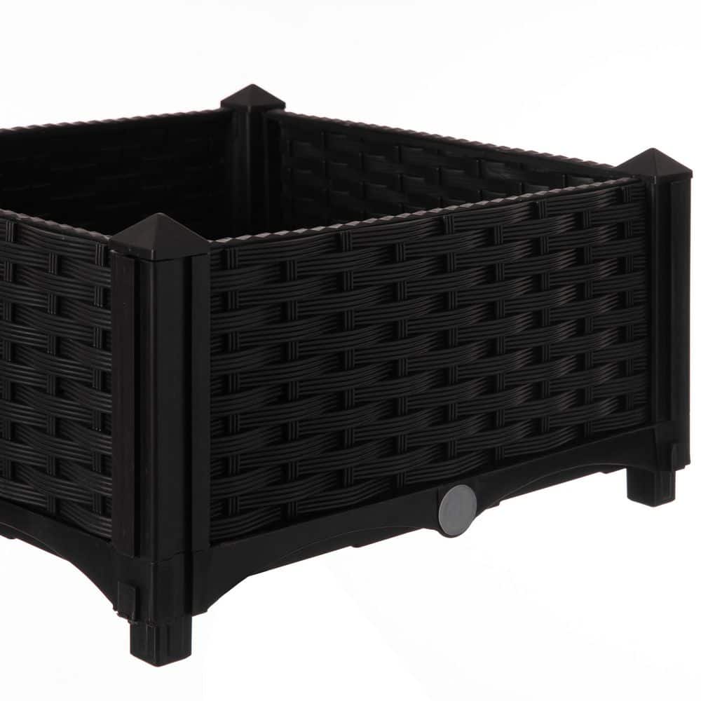 Black Rattan Raised Garden Bed Planter Box