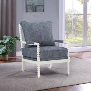Kaylee Indigo Fabric Spindle Side Chair with Antique White Frame