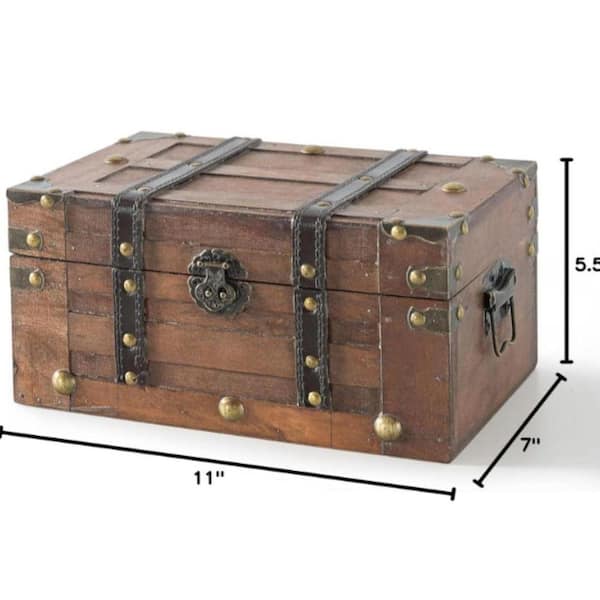 Alexander Small Wooden Treasure Chest, 11 in. x 7 in. x 5.5 in
