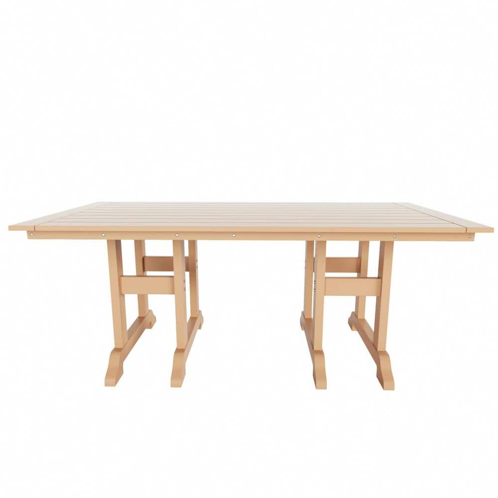 Teak Beige 6-Piece Rectangular Outdoor Dining Set with Bench