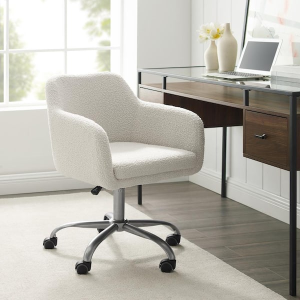 Barnes Cream Sherpa Upholstered 17 in. - 21 in. Adjustable Height Office Chair