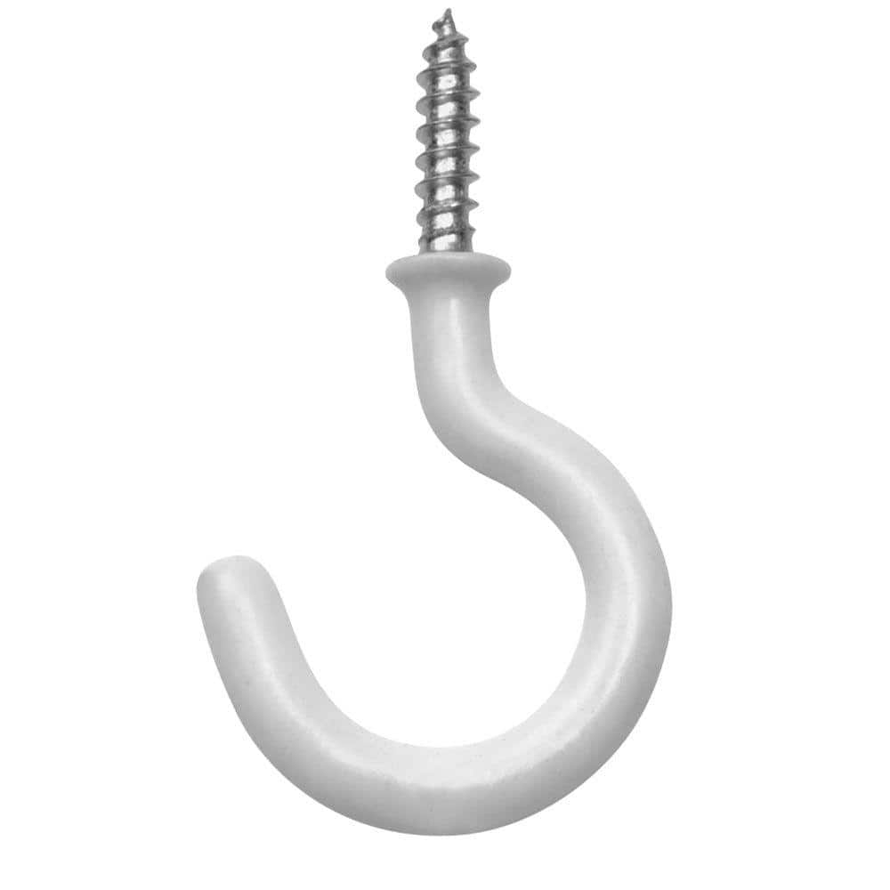 OOK Cup Hooks, Vinyl Coated, White, 1-1/4 Inch Large - 2 hooks