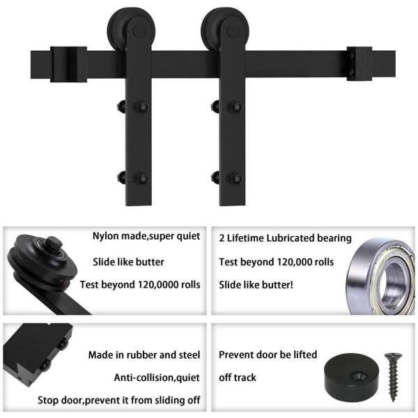 60-inch Matte Black Steel Sliding Barn Door Hardware Kit