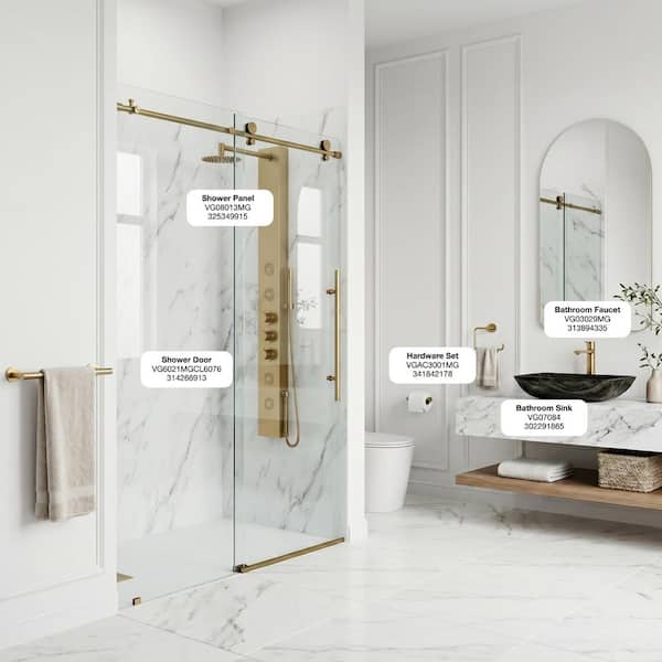 VIGO Elan E-Class 56 to 60 in. W x 76 in. H Frameless Sliding